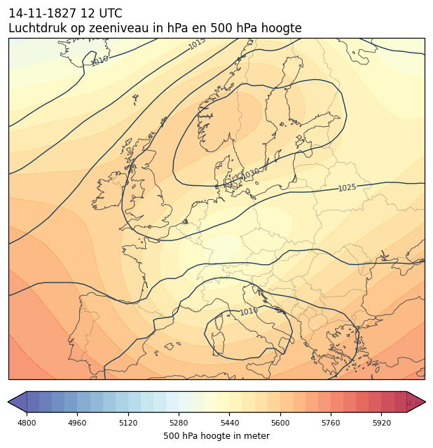 Weerkaart van 14 november 1827 om 12 UTC