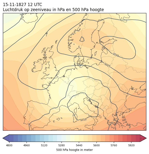 Weerkaart van 15 november 1827 om 12 UTC