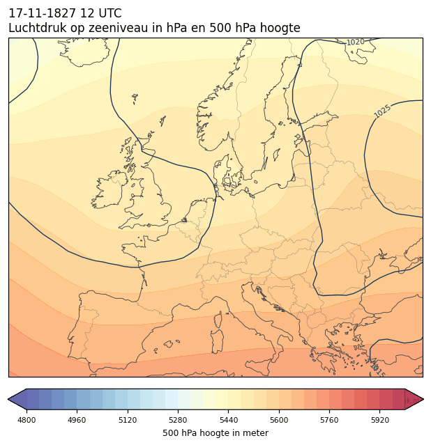Weerkaart van 17 november 1827 om 12 UTC