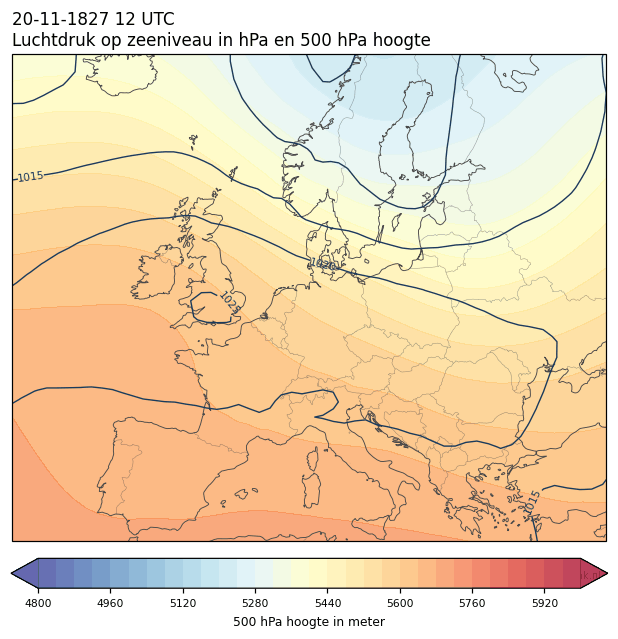 Weerkaart van 20 november 1827 om 12 UTC