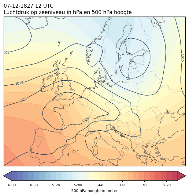 Weerkaart van 7 december 1827 om 12 UTC