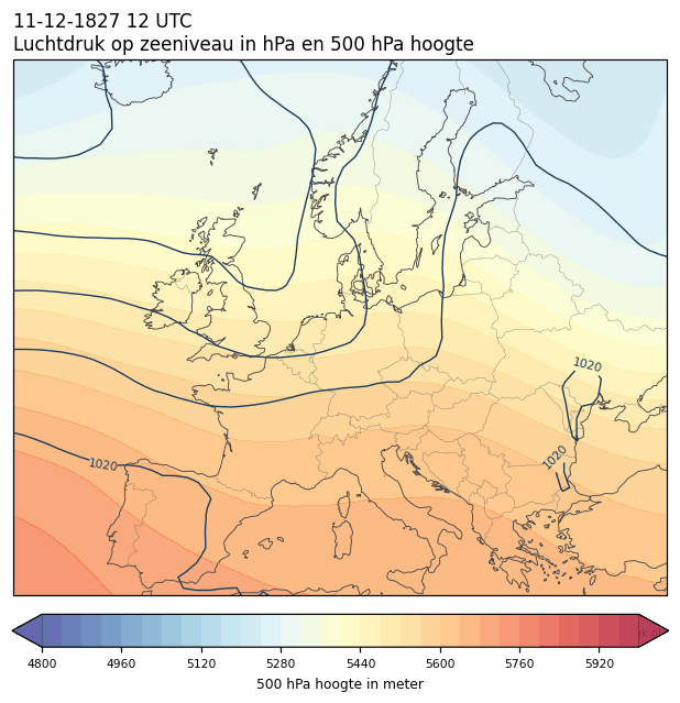 Weerkaart van 11 december 1827 om 12 UTC
