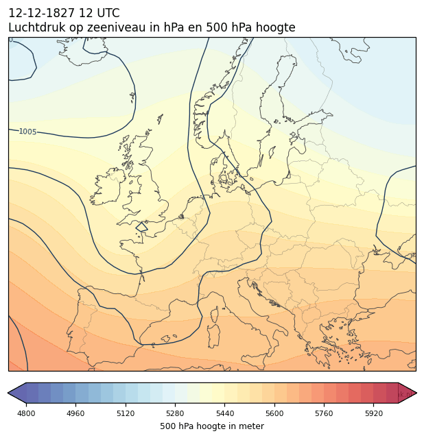Weerkaart van 12 december 1827 om 12 UTC
