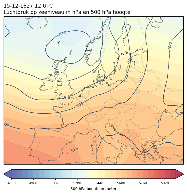 Weerkaart van 15 december 1827 om 12 UTC
