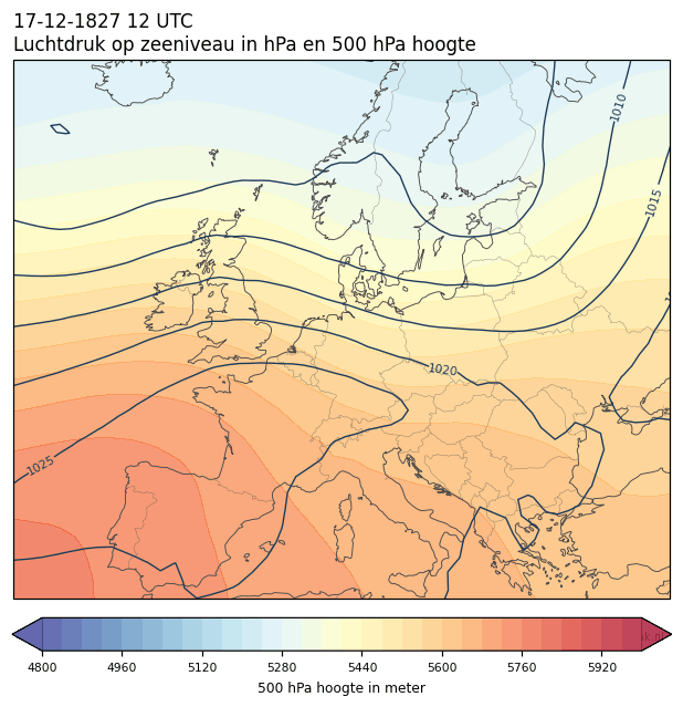 Weerkaart van 17 december 1827 om 12 UTC