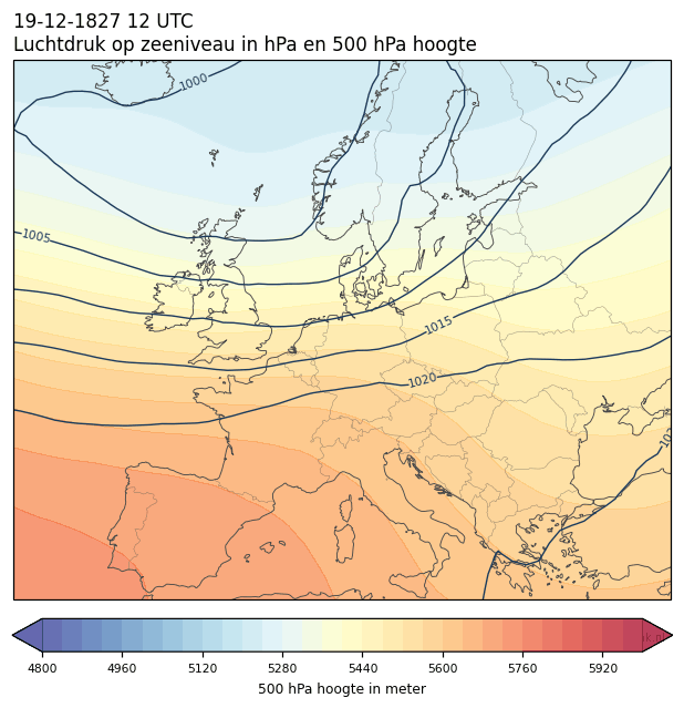 Weerkaart van 19 december 1827 om 12 UTC