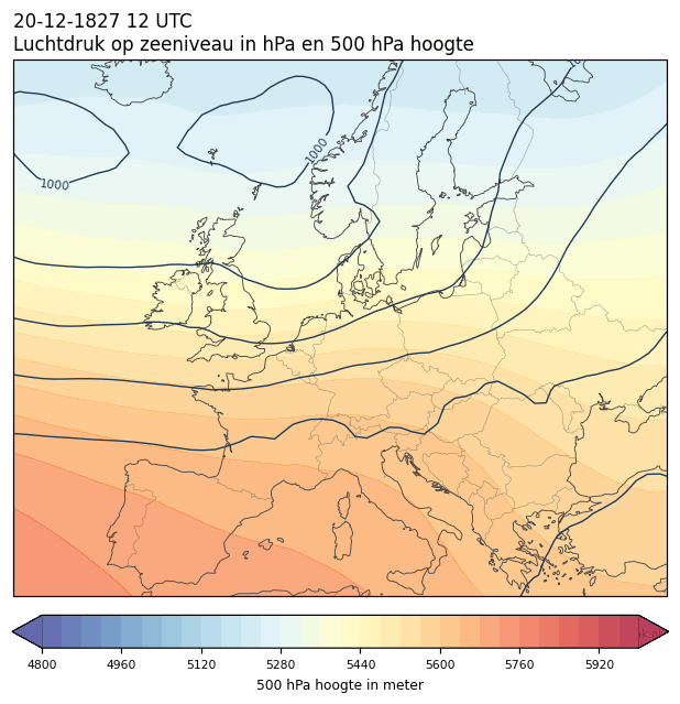 Weerkaart van 20 december 1827 om 12 UTC