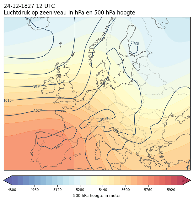 Weerkaart van 24 december 1827 om 12 UTC