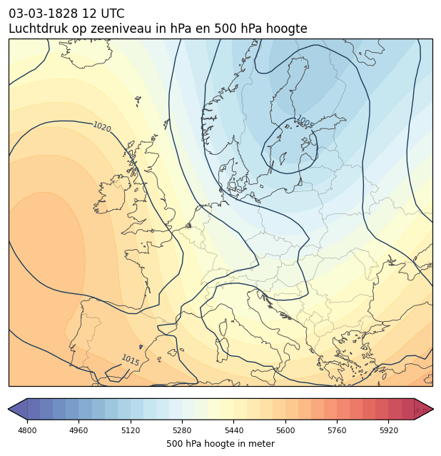 Weerkaart van 3 maart 1828 om 12 UTC