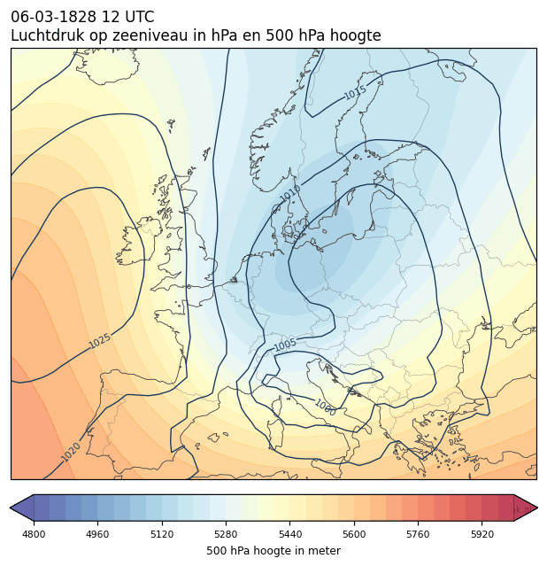 Weerkaart van 6 maart 1828 om 12 UTC