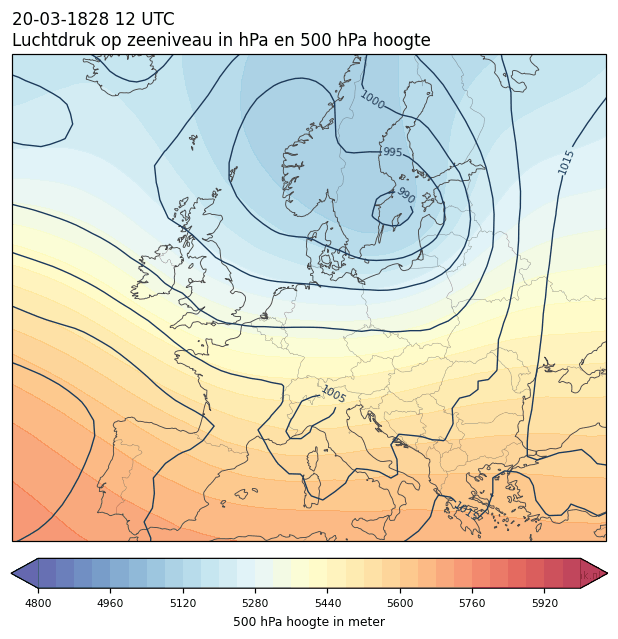 Weerkaart van 20 maart 1828 om 12 UTC