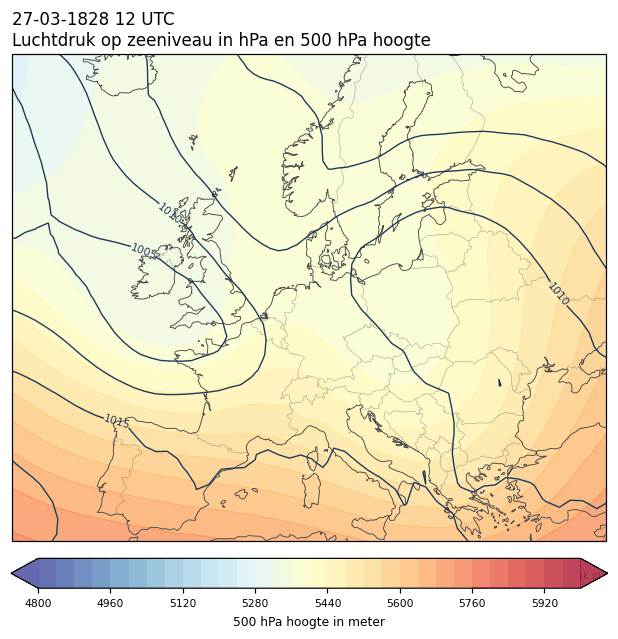Weerkaart van 27 maart 1828 om 12 UTC