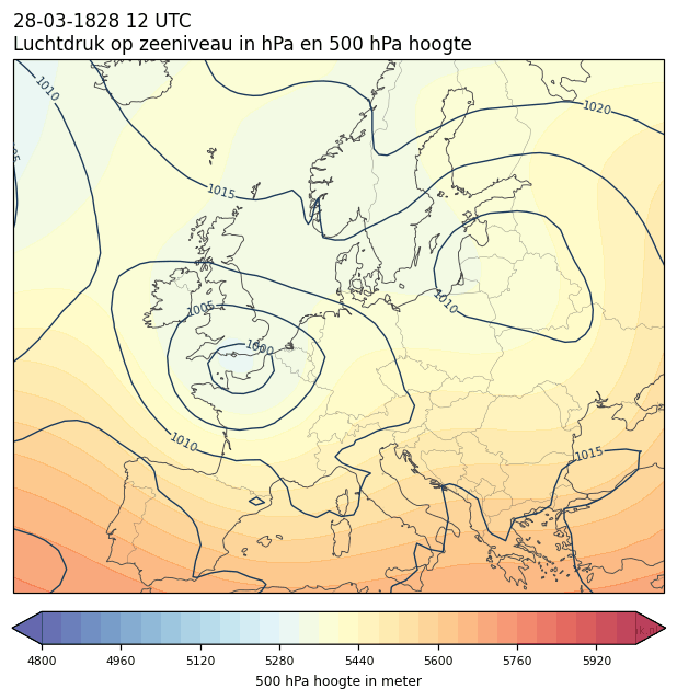 Weerkaart van 28 maart 1828 om 12 UTC