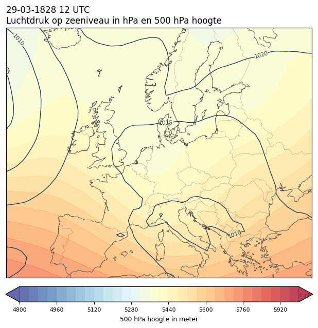 Weerkaart van 29 maart 1828 om 12 UTC