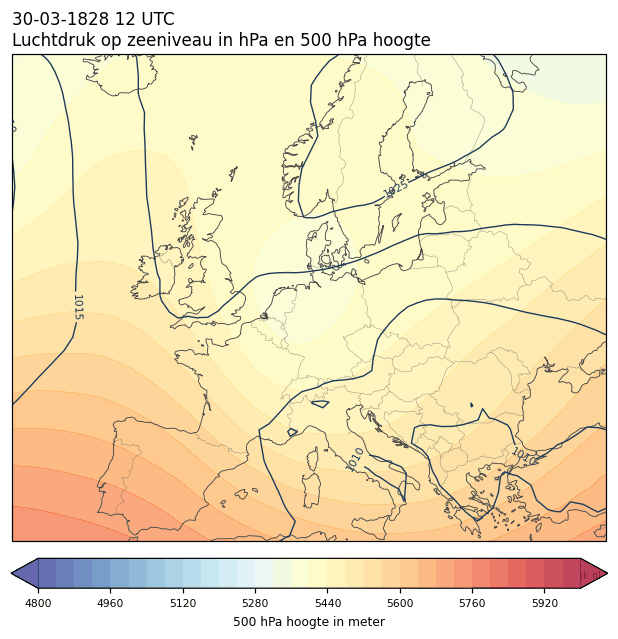 Weerkaart van 30 maart 1828 om 12 UTC