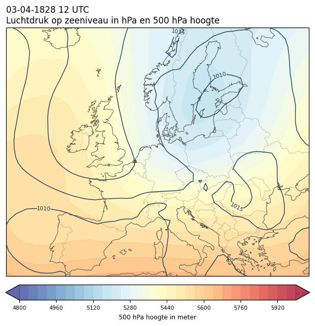 Weerkaart van 3 april 1828 om 12 UTC