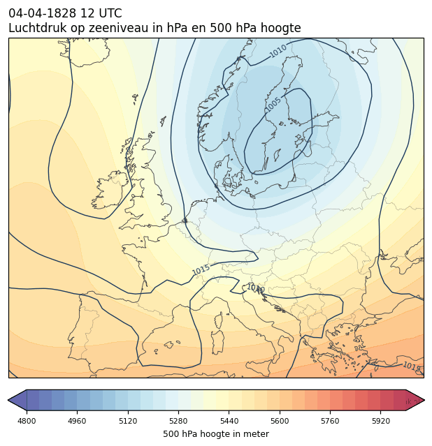 Weerkaart van 4 april 1828 om 12 UTC