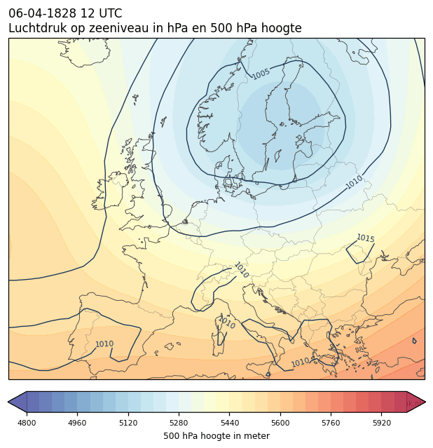 Weerkaart van 6 april 1828 om 12 UTC