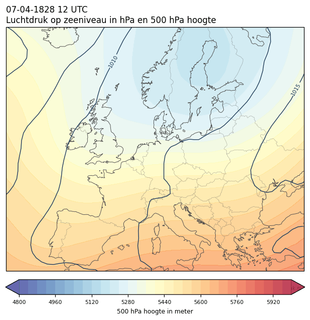 Weerkaart van 7 april 1828 om 12 UTC