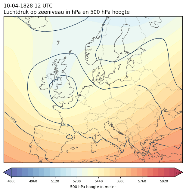 Weerkaart van 10 april 1828 om 12 UTC