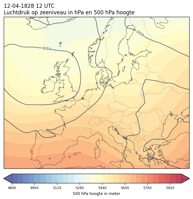Weerkaart van 12 april 1828 om 12 UTC