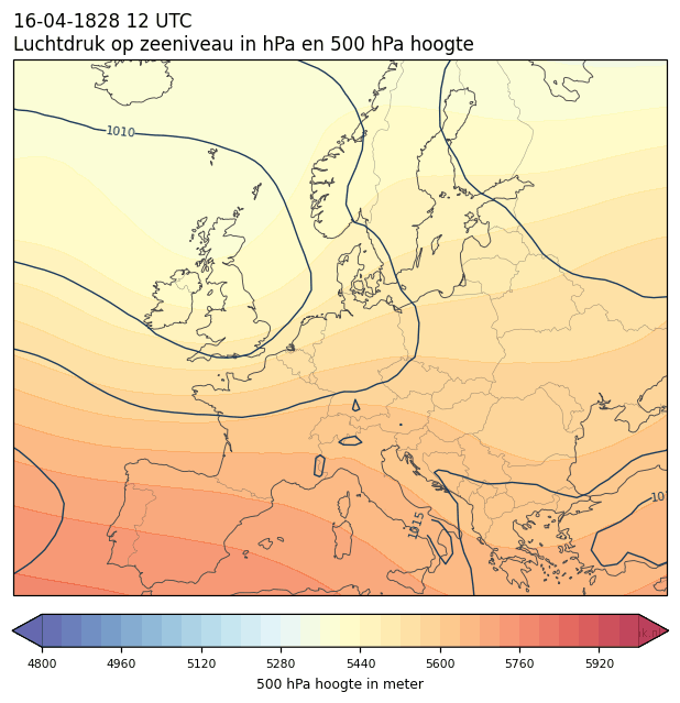 Weerkaart van 16 april 1828 om 12 UTC