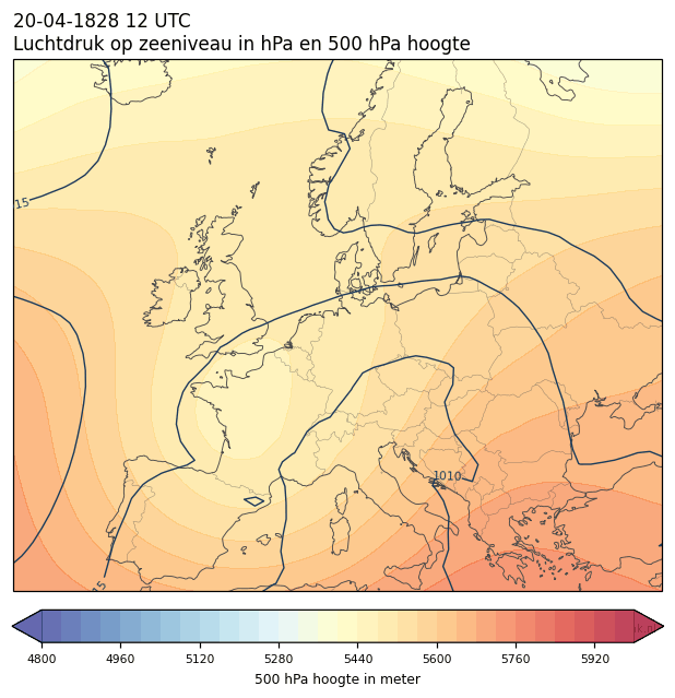 Weerkaart van 20 april 1828 om 12 UTC