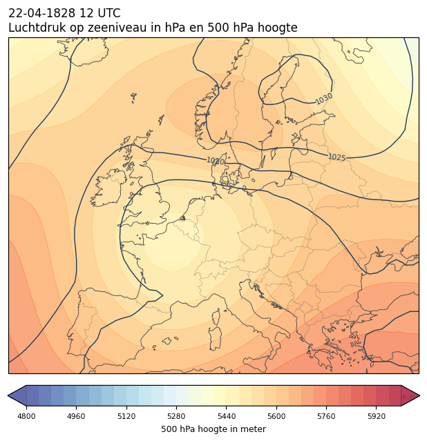 Weerkaart van 22 april 1828 om 12 UTC
