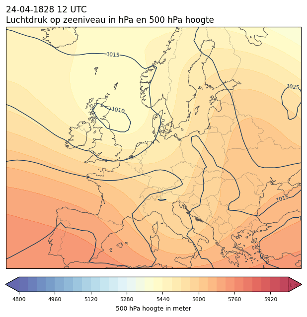 Weerkaart van 24 april 1828 om 12 UTC