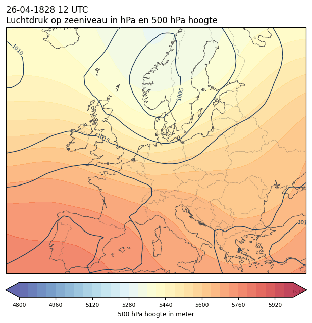 Weerkaart van 26 april 1828 om 12 UTC