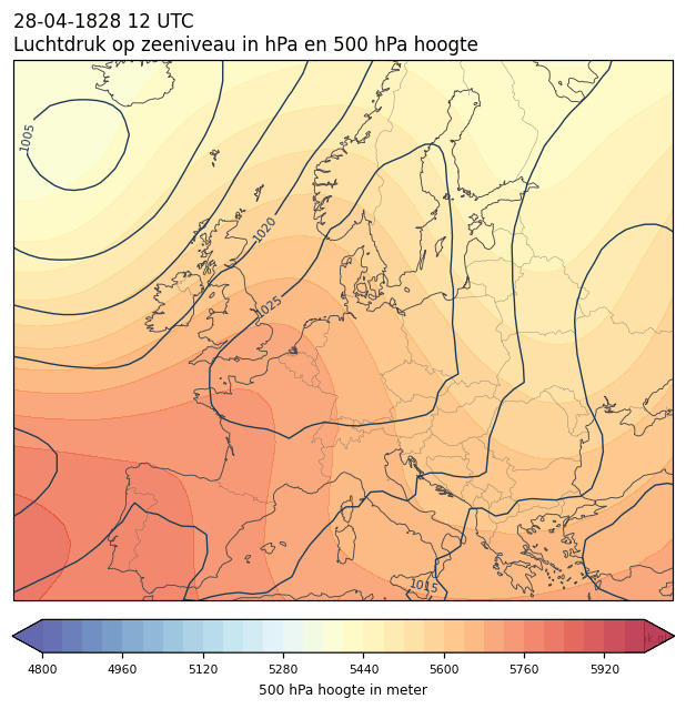 Weerkaart van 28 april 1828 om 12 UTC