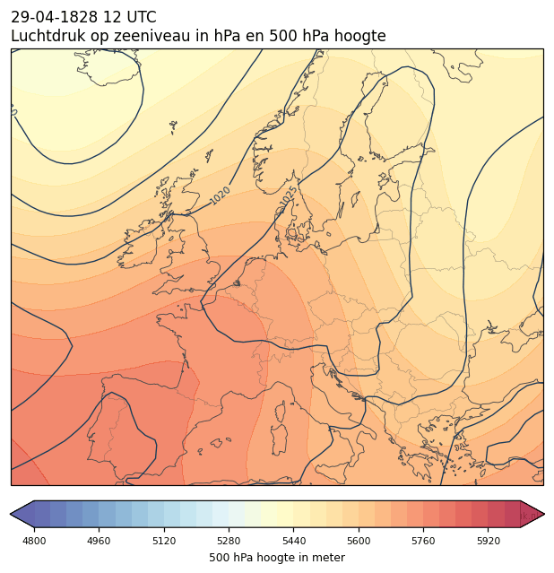 Weerkaart van 29 april 1828 om 12 UTC