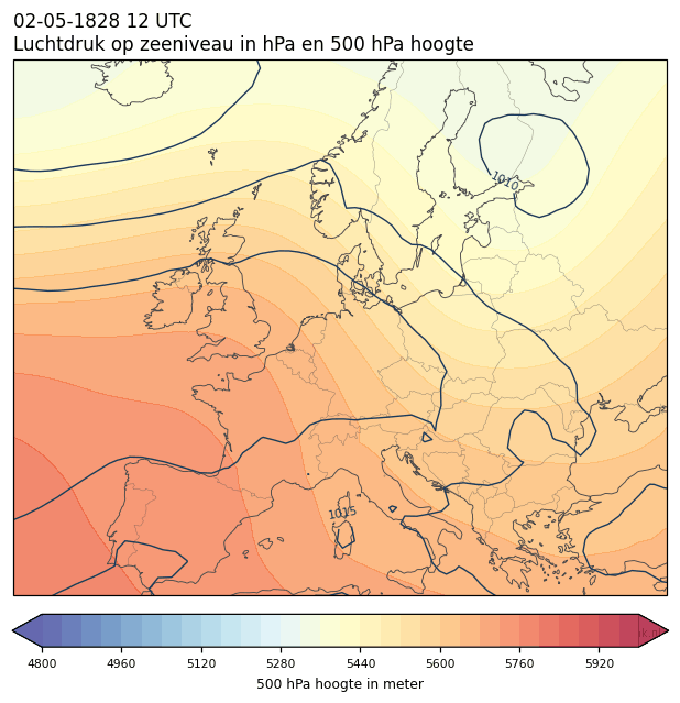 Weerkaart van 2 mei 1828 om 12 UTC