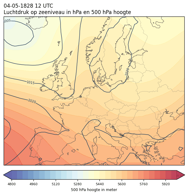 Weerkaart van 4 mei 1828 om 12 UTC