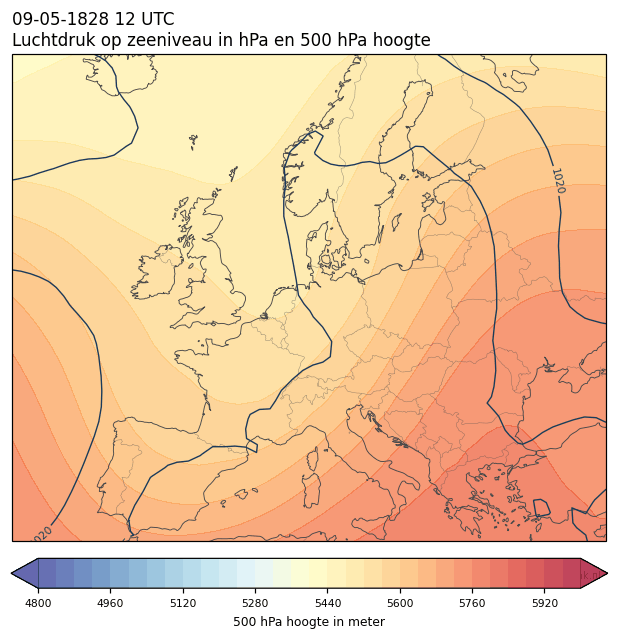 Weerkaart van 9 mei 1828 om 12 UTC