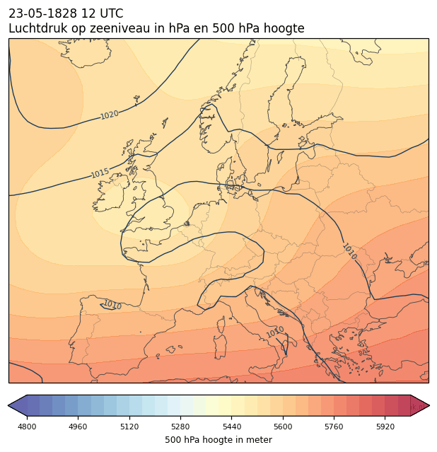 Weerkaart van 23 mei 1828 om 12 UTC