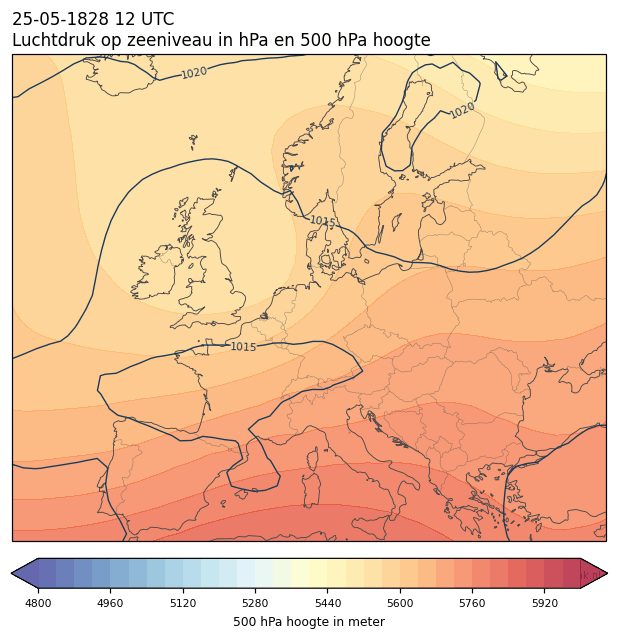 Weerkaart van 25 mei 1828 om 12 UTC