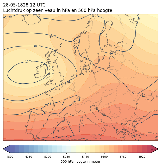 Weerkaart van 28 mei 1828 om 12 UTC