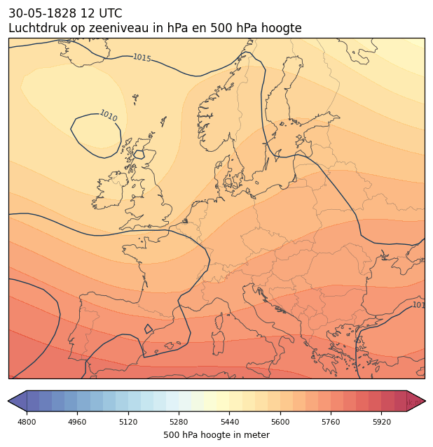 Weerkaart van 30 mei 1828 om 12 UTC