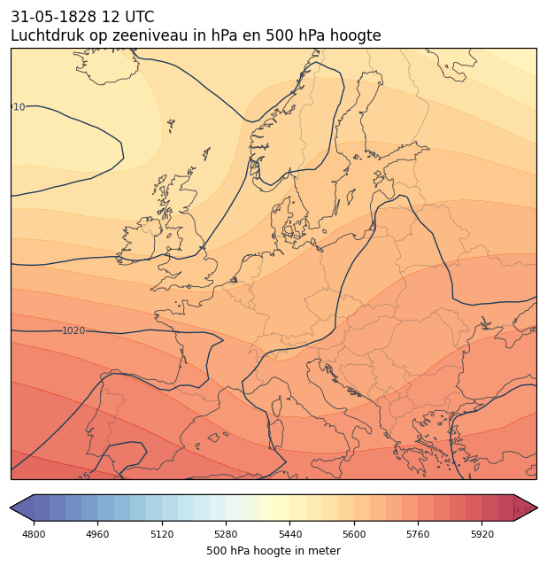 Weerkaart van 31 mei 1828 om 12 UTC
