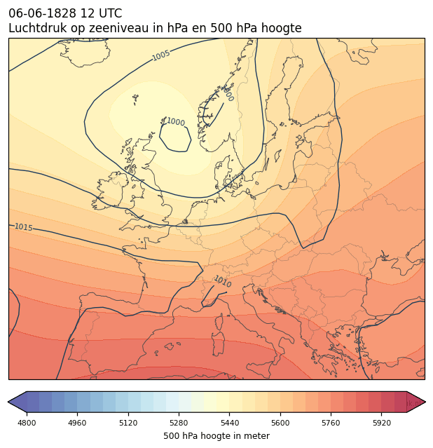 Weerkaart van 6 juni 1828 om 12 UTC