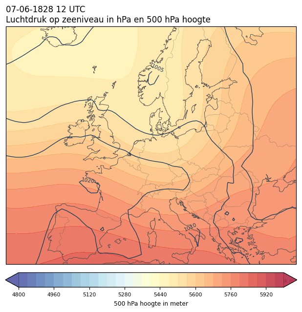Weerkaart van 7 juni 1828 om 12 UTC