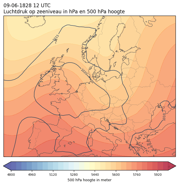 Weerkaart van 9 juni 1828 om 12 UTC
