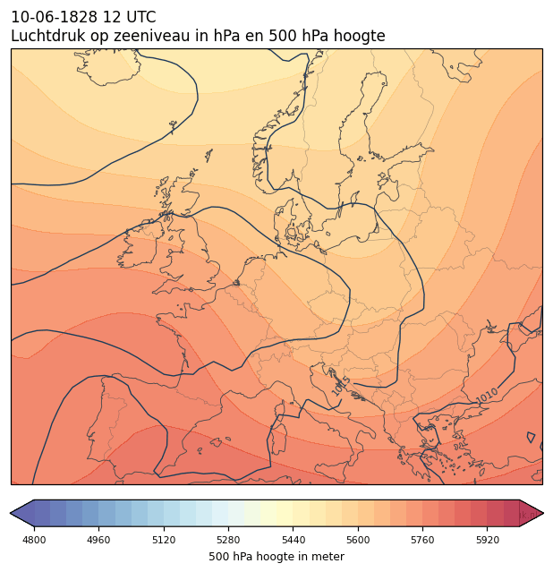Weerkaart van 10 juni 1828 om 12 UTC