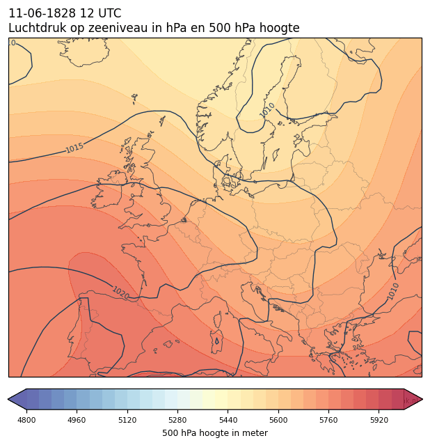 Weerkaart van 11 juni 1828 om 12 UTC