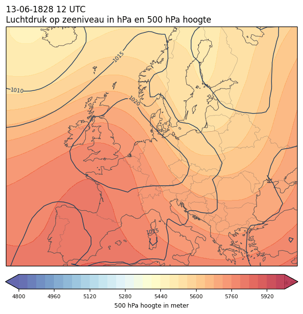 Weerkaart van 13 juni 1828 om 12 UTC