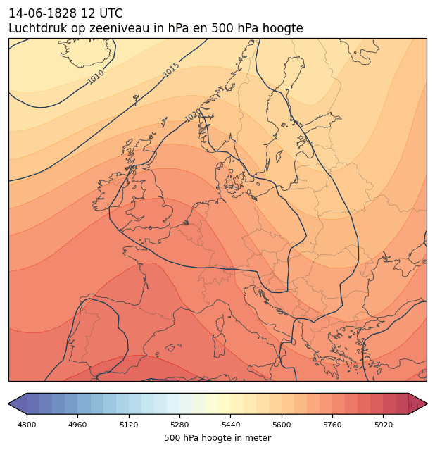 Weerkaart van 14 juni 1828 om 12 UTC