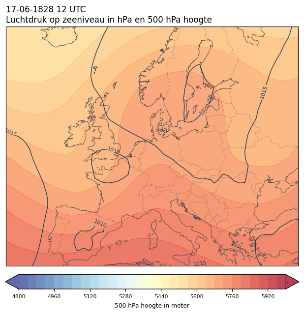 Weerkaart van 17 juni 1828 om 12 UTC