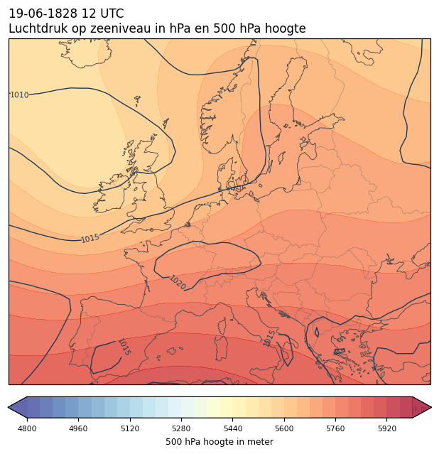Weerkaart van 19 juni 1828 om 12 UTC