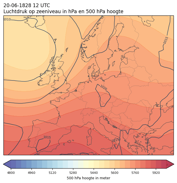 Weerkaart van 20 juni 1828 om 12 UTC